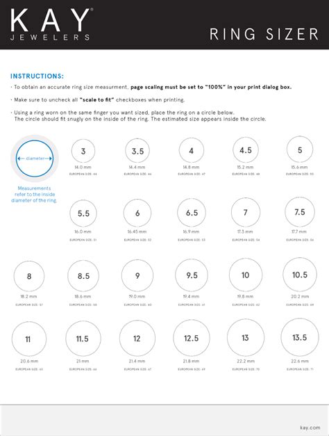 jared ring size chart printable